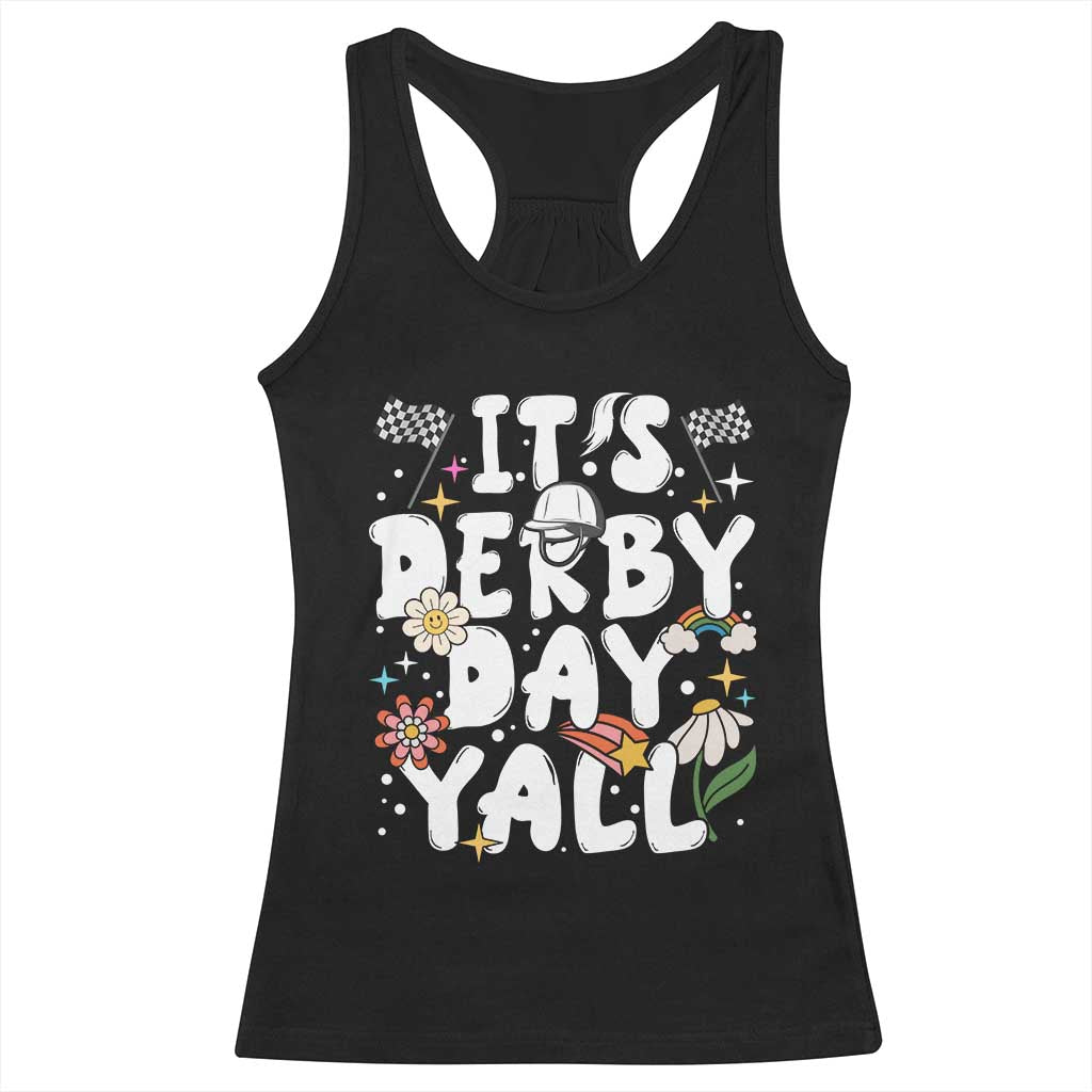 It's Derby Day Y'All Racerback Tank Top Retro Groovy KY Horse Racing TS02 Black Print Your Wear