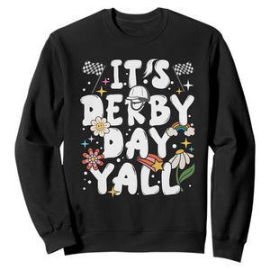 It's Derby Day Y'All Sweatshirt Retro Groovy KY Horse Racing TS02 Black Print Your Wear