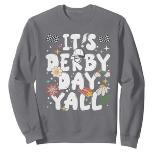 It's Derby Day Y'All Sweatshirt Retro Groovy KY Horse Racing TS02 Charcoal Print Your Wear