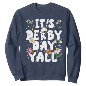 It's Derby Day Y'All Sweatshirt Retro Groovy KY Horse Racing TS02 Navy Print Your Wear