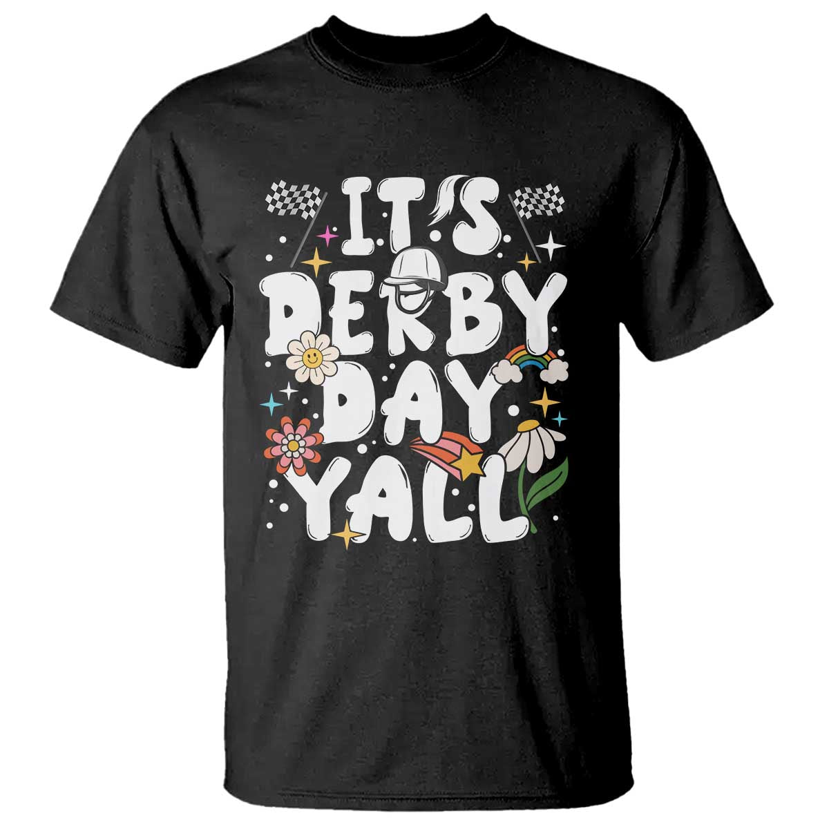 It's Derby Day Y'All T Shirt Retro Groovy KY Horse Racing TS02 Black Print Your Wear