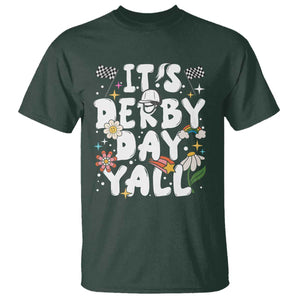 It's Derby Day Y'All T Shirt Retro Groovy KY Horse Racing TS02 Dark Forest Green Print Your Wear
