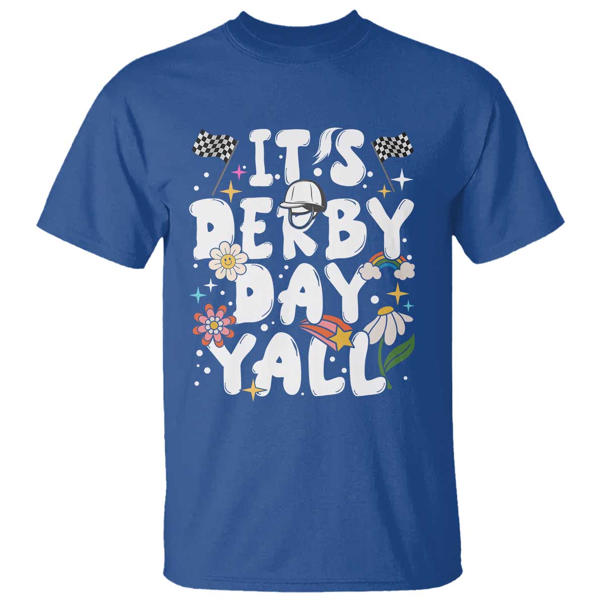 It's Derby Day Y'All T Shirt Retro Groovy KY Horse Racing TS02 Royal Blue Print Your Wear