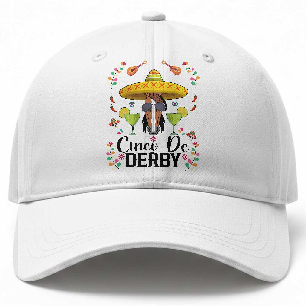 Cinco De Derby Funny Horse Racing Fiesta Baseball Cap Mexican Sombrero and Margarita Horse Lover TS02 Print Your Wear