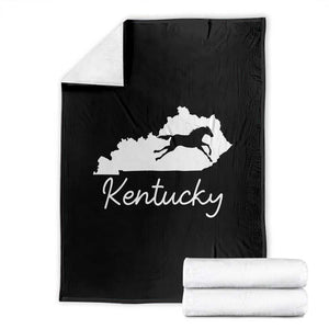 Kentucky State Map with Racing Horse Throw Blanket Bluegrass State Pride Equestrian TS02 Black Print Your Wear