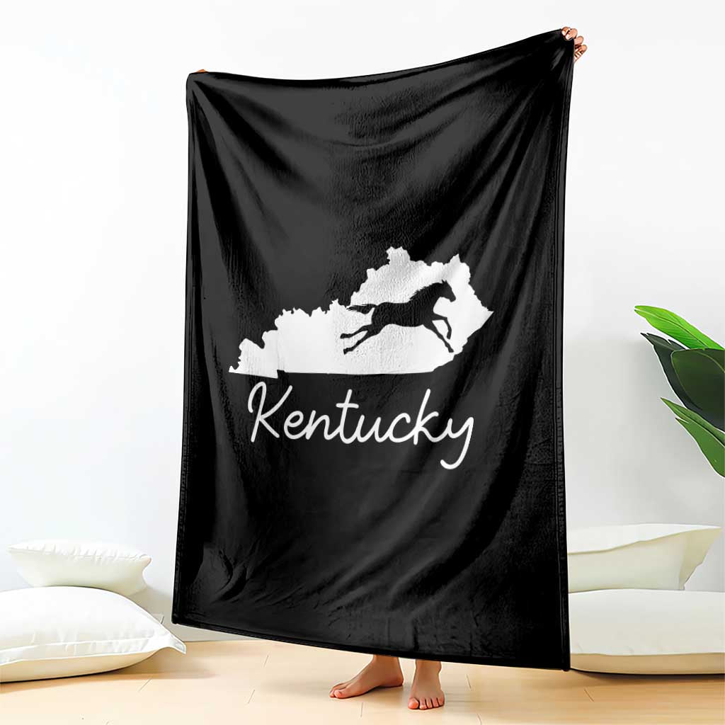Kentucky State Map with Racing Horse Throw Blanket Bluegrass State Pride Equestrian TS02 Print Your Wear