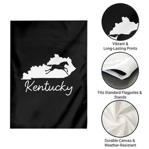 Kentucky State Map with Racing Horse Garden Flag Bluegrass State Pride Equestrian TS02 Print Your Wear