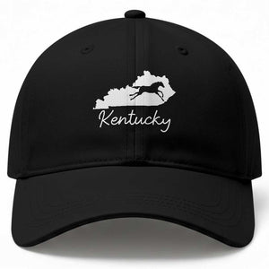 Kentucky State Map with Racing Horse Baseball Cap Bluegrass State Pride Equestrian TS02 Print Your Wear