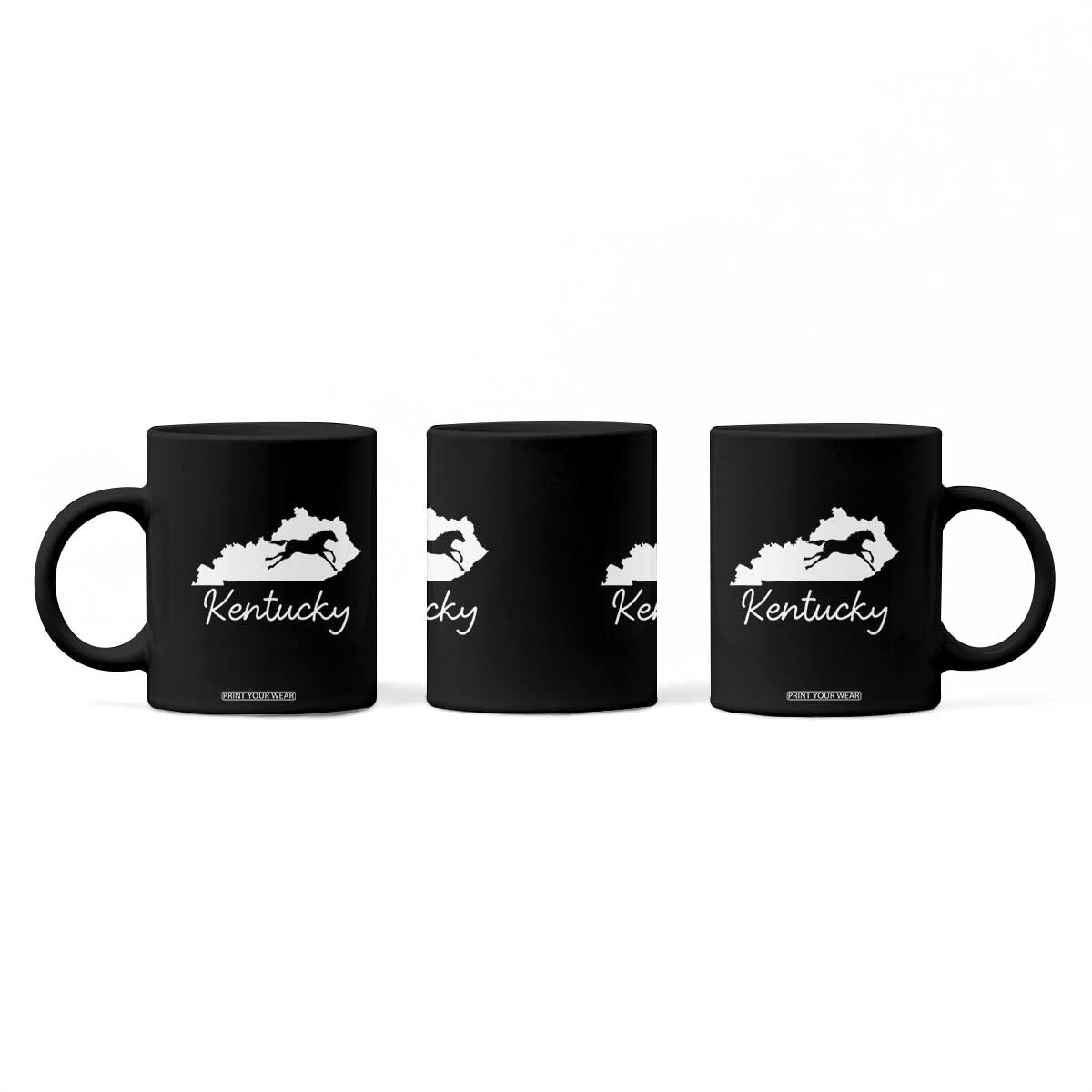 Kentucky State Map with Racing Horse Coffee Mug Bluegrass State Pride Equestrian TS02 Print Your Wear