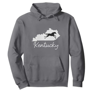 Kentucky State Map with Racing Horse Hoodie Bluegrass State Pride Equestrian TS02 Charcoal Print Your Wear