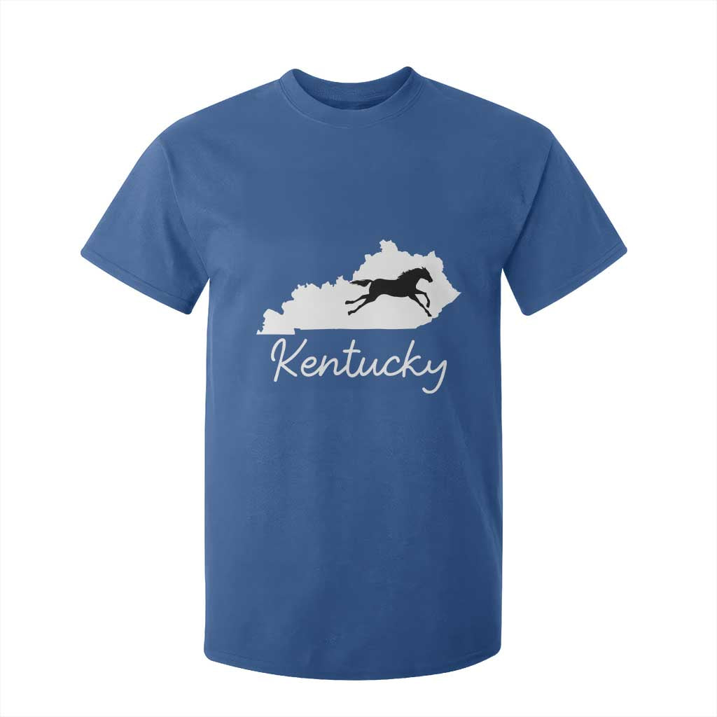 Kentucky State Map with Racing Horse T Shirt For Kid Bluegrass State Pride Equestrian TS02 Royal Blue Print Your Wear
