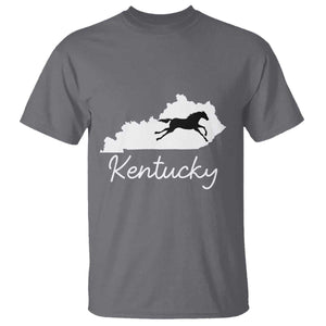 Kentucky State Map with Racing Horse T Shirt Bluegrass State Pride Equestrian TS02 Charcoal Print Your Wear