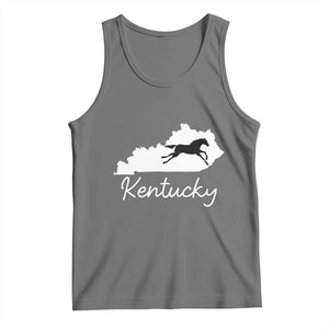 Kentucky State Map with Racing Horse Tank Top Bluegrass State Pride Equestrian TS02 Black Heather Print Your Wear