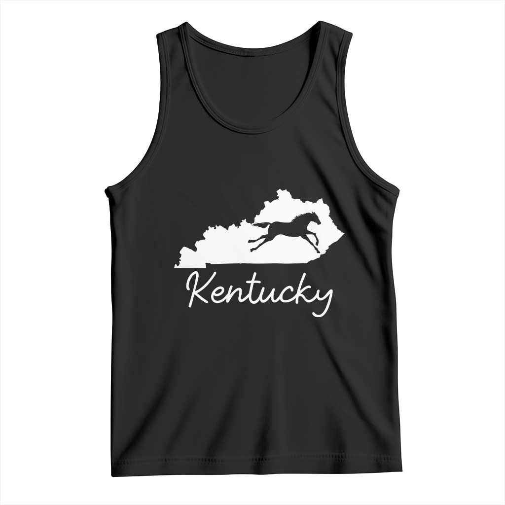 Kentucky State Map with Racing Horse Tank Top Bluegrass State Pride Equestrian TS02 Black Print Your Wear
