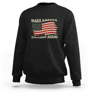 Funny MASA Sweatshirt Make America Straight Again American Flag Retro Groovy TS02 Black Print Your Wear