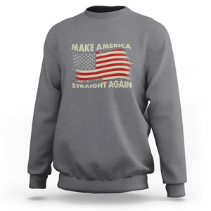 Funny MASA Sweatshirt Make America Straight Again American Flag Retro Groovy TS02 Charcoal Print Your Wear