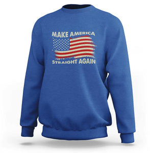 Funny MASA Sweatshirt Make America Straight Again American Flag Retro Groovy TS02 Royal Blue Print Your Wear