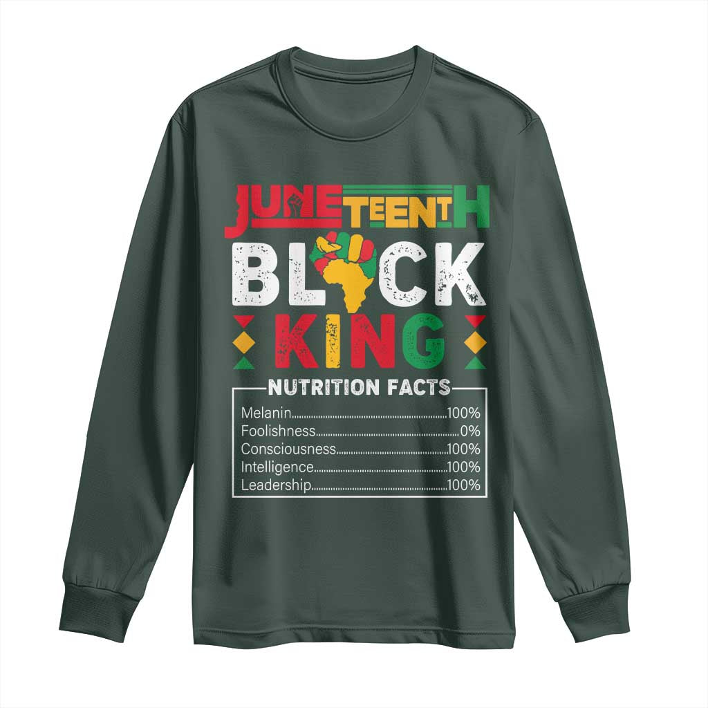 Funny Black King Nutrition Facts Long Sleeve Shirt African American TS02 Dark Forest Green Print Your Wear