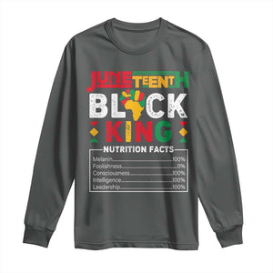 Funny Black King Nutrition Facts Long Sleeve Shirt African American TS02 Dark Heather Print Your Wear