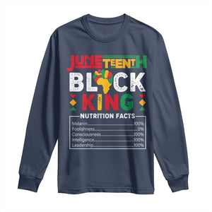 Funny Black King Nutrition Facts Long Sleeve Shirt African American TS02 Navy Print Your Wear