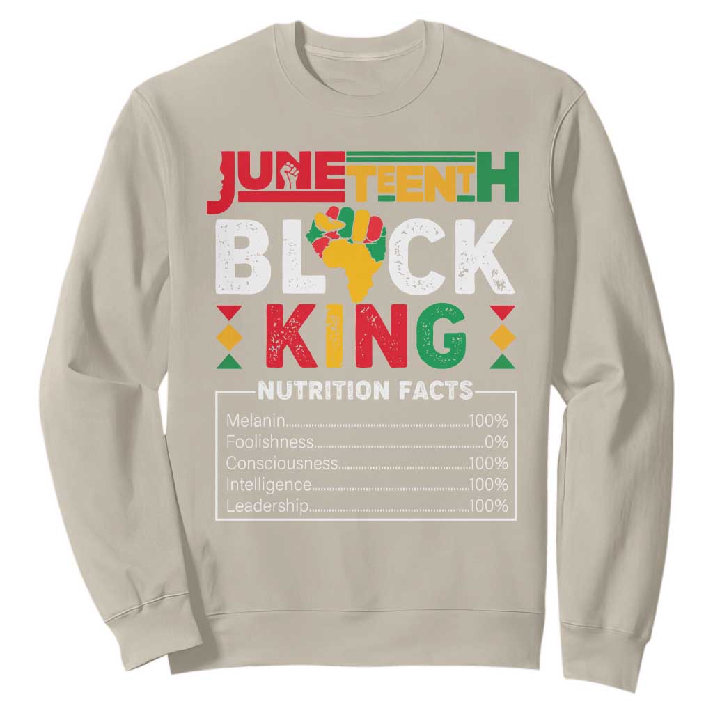 Juneteenth Black King Sweatshirt Funny Nutrition Facts TS02 Sand Print Your Wear