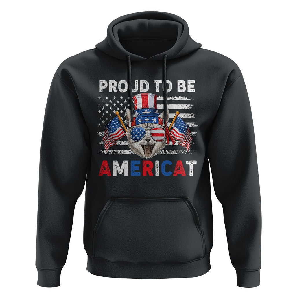 Patriotic American Cat Hoodie Proud To Be An Americat US Flag 4th Of July TS02 Black Print Your Wear