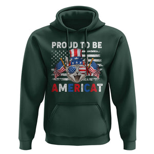 Patriotic American Cat Hoodie Proud To Be An Americat US Flag 4th Of July TS02 Dark Forest Green Print Your Wear