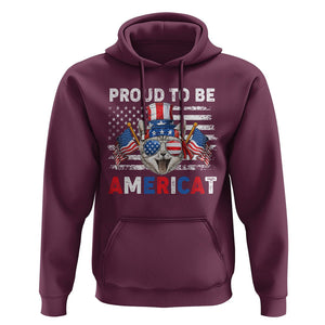 Patriotic American Cat Hoodie Proud To Be An Americat US Flag 4th Of July TS02 Maroon Print Your Wear