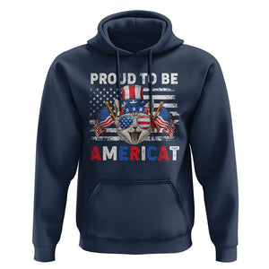 Patriotic American Cat Hoodie Proud To Be An Americat US Flag 4th Of July TS02 Navy Print Your Wear