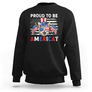 Patriotic American Cat Sweatshirt Proud To Be An Americat US Flag 4th Of July TS02 Black Print Your Wear