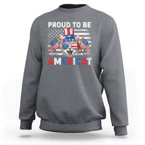 Patriotic American Cat Sweatshirt Proud To Be An Americat US Flag 4th Of July TS02 Charcoal Print Your Wear