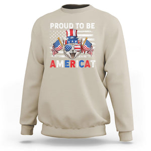 Patriotic American Cat Sweatshirt Proud To Be An Americat US Flag 4th Of July TS02 Sand Print Your Wear