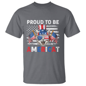 Patriotic American Cat T Shirt Proud To Be An Americat US Flag 4th Of July TS02 Charcoal Print Your Wear