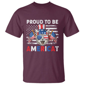 Patriotic American Cat T Shirt Proud To Be An Americat US Flag 4th Of July TS02 Maroon Print Your Wear