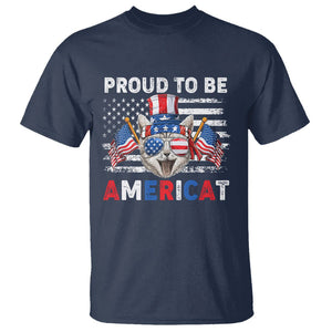 Patriotic American Cat T Shirt Proud To Be An Americat US Flag 4th Of July TS02 Navy Print Your Wear