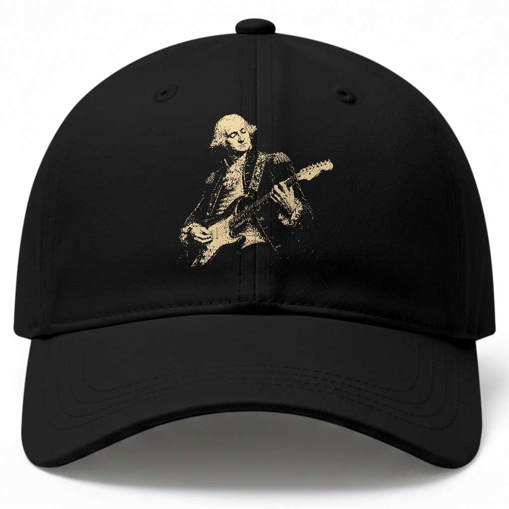 George Washington Rock Star Vintage Portrait Baseball Cap Funny Electric Guitar Player Founding Father Retro Aesthetic Patriotic Graphic TS02 Print Your Wear