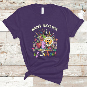 Happy First Day Of School T Shirt Back To School Retro Groovy TS02 Purple Printyourwear