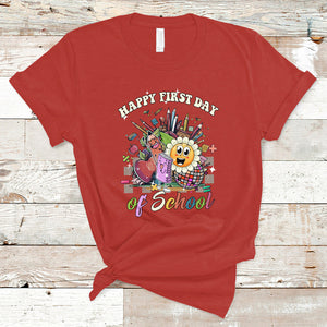 Happy First Day Of School T Shirt Back To School Retro Groovy TS02 Red Printyourwear