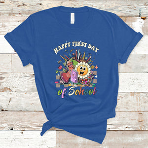 Happy First Day Of School T Shirt Back To School Retro Groovy TS02 Royal Blue Printyourwear