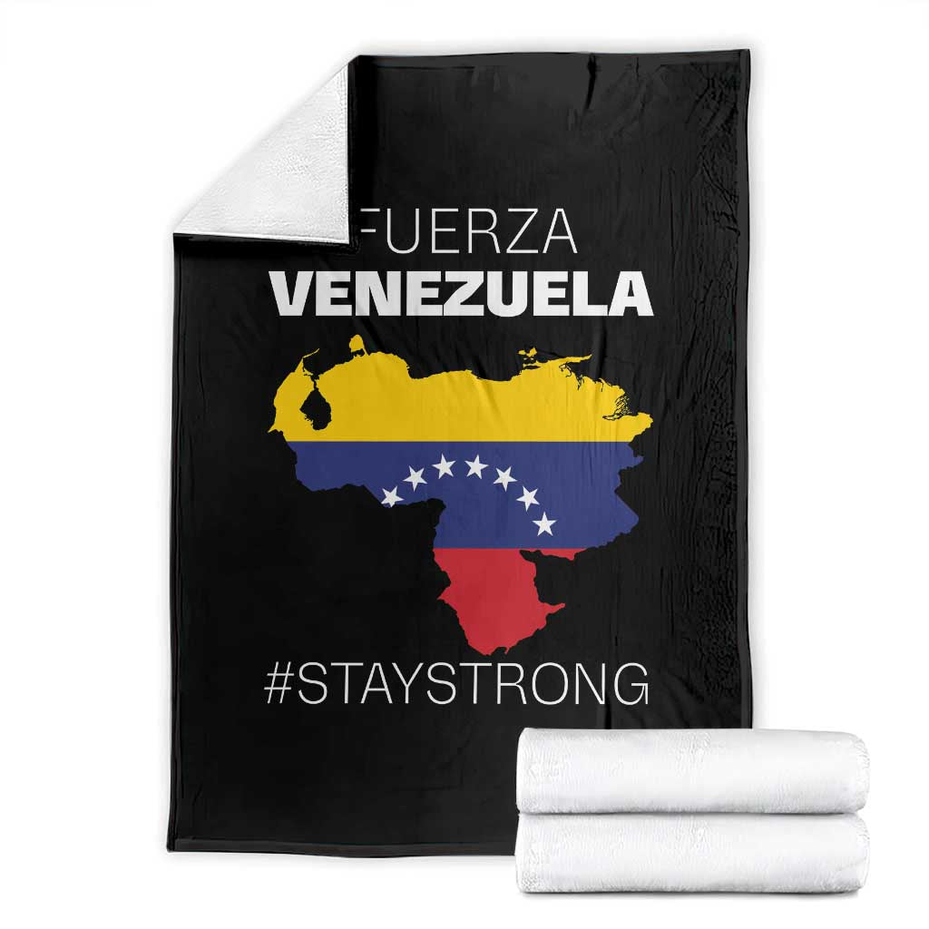 Fuerza Venezuela Strong Solidarity Throw Blanket Hope Support Venezuelan Patriotic Flag Map TS02 Black Print Your Wear