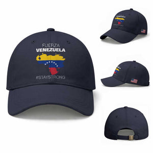 Fuerza Venezuela Strong Solidarity Baseball Cap Hope Support Venezuelan Patriotic Flag Map TS02 Baseball Cap Universal Fit Navy Print Your Wear