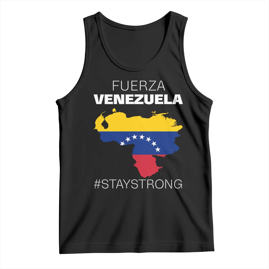 Fuerza Venezuela Strong Solidarity Tank Top Hope Support Venezuelan Patriotic Flag Map TS02 Black Print Your Wear
