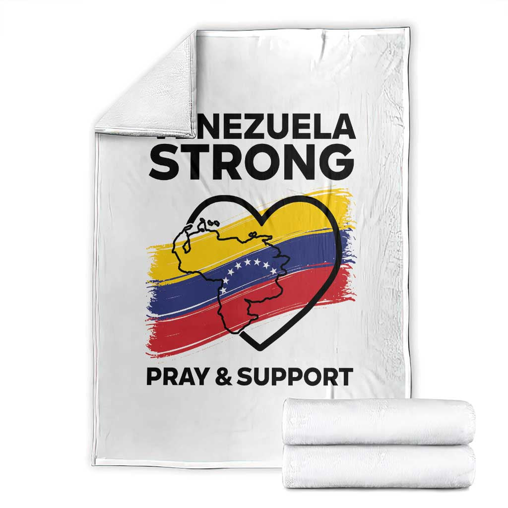 Venezuela Strong Pray and Support Throw Blanket Solidarity Patriotic Venezuelan Flag Map Heart TS02 White Print Your Wear