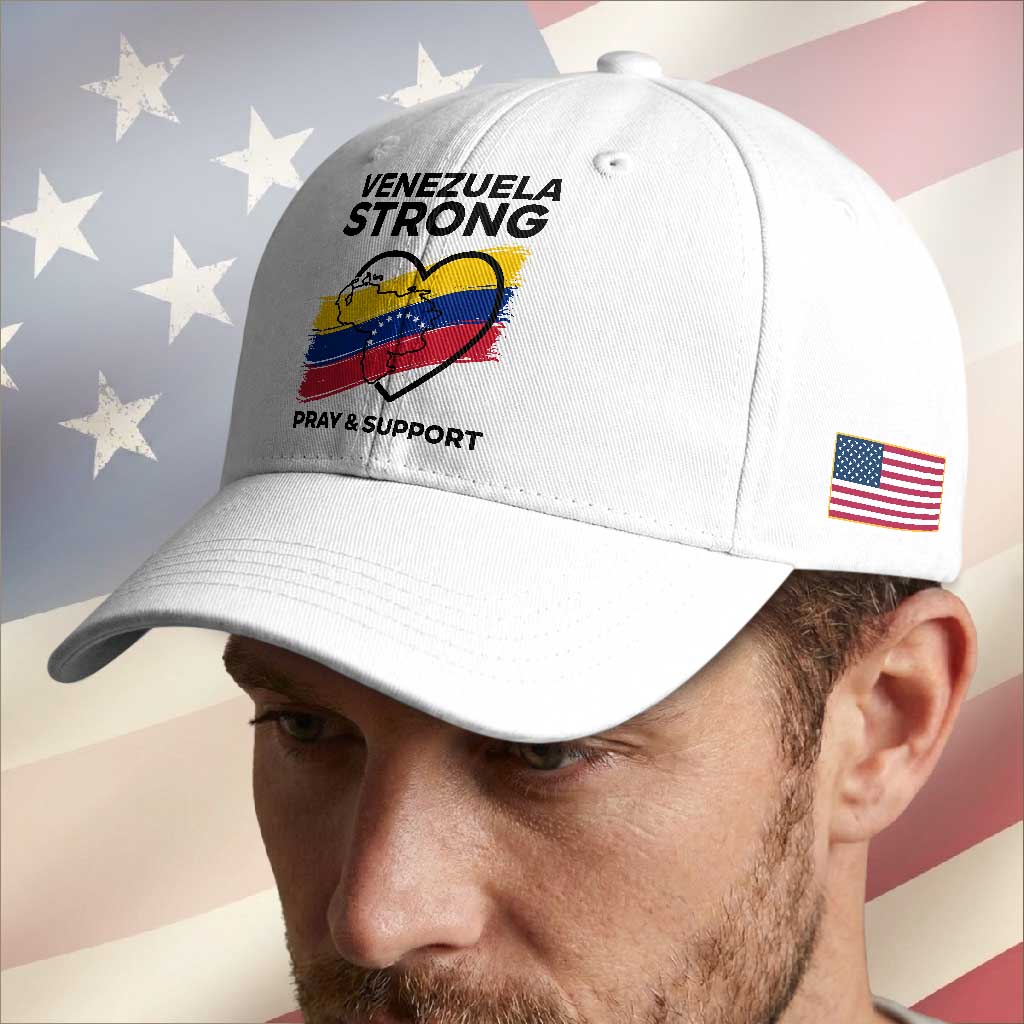 Venezuela Strong Pray and Support Baseball Cap Solidarity Patriotic Venezuelan Flag Map Heart TS02 Print Your Wear