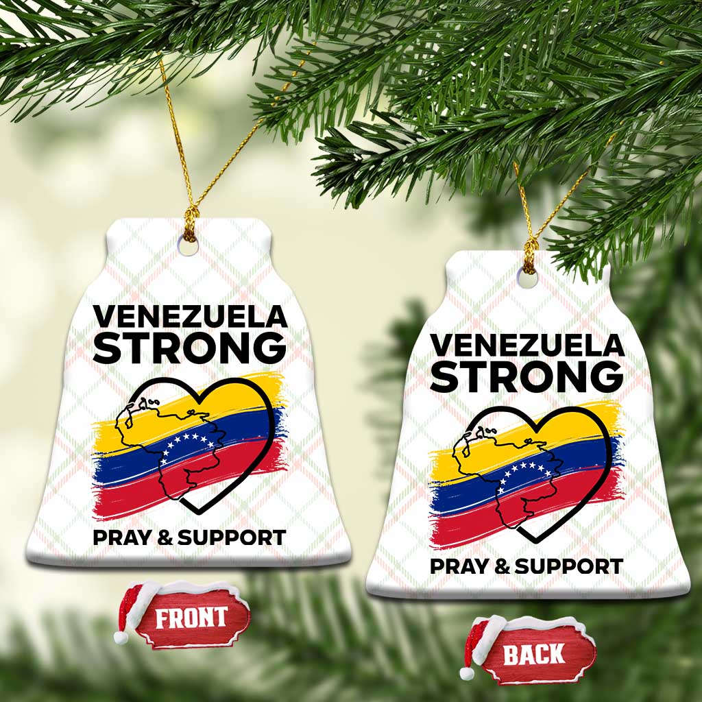Venezuela Strong Pray and Support Ceramic Ornament Solidarity Patriotic Venezuelan Flag Map Heart TS02 Print Your Wear