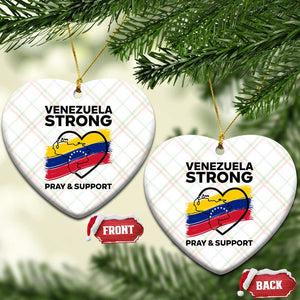Venezuela Strong Pray and Support Ceramic Ornament Solidarity Patriotic Venezuelan Flag Map Heart TS02 Print Your Wear