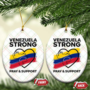 Venezuela Strong Pray and Support Ceramic Ornament Solidarity Patriotic Venezuelan Flag Map Heart TS02 Print Your Wear