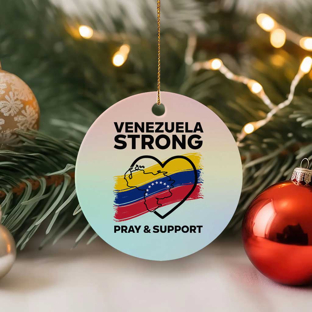 Venezuela Strong Pray and Support Ceramic Ornament Solidarity Patriotic Venezuelan Flag Map Heart TS02 1pc Pastel Print Your Wear