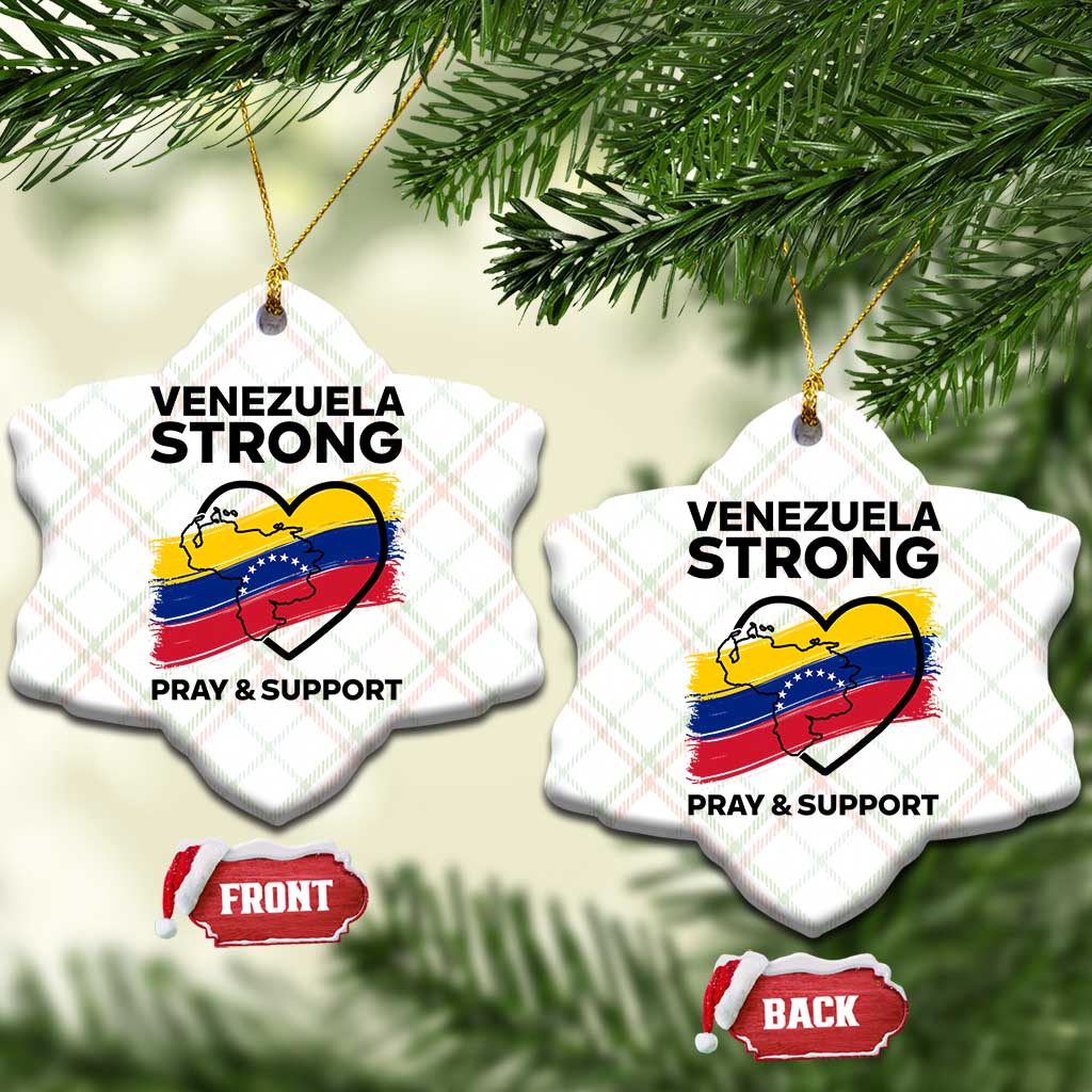 Venezuela Strong Pray and Support Ceramic Ornament Solidarity Patriotic Venezuelan Flag Map Heart TS02 Print Your Wear