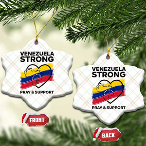 Venezuela Strong Pray and Support Ceramic Ornament Solidarity Patriotic Venezuelan Flag Map Heart TS02 Print Your Wear